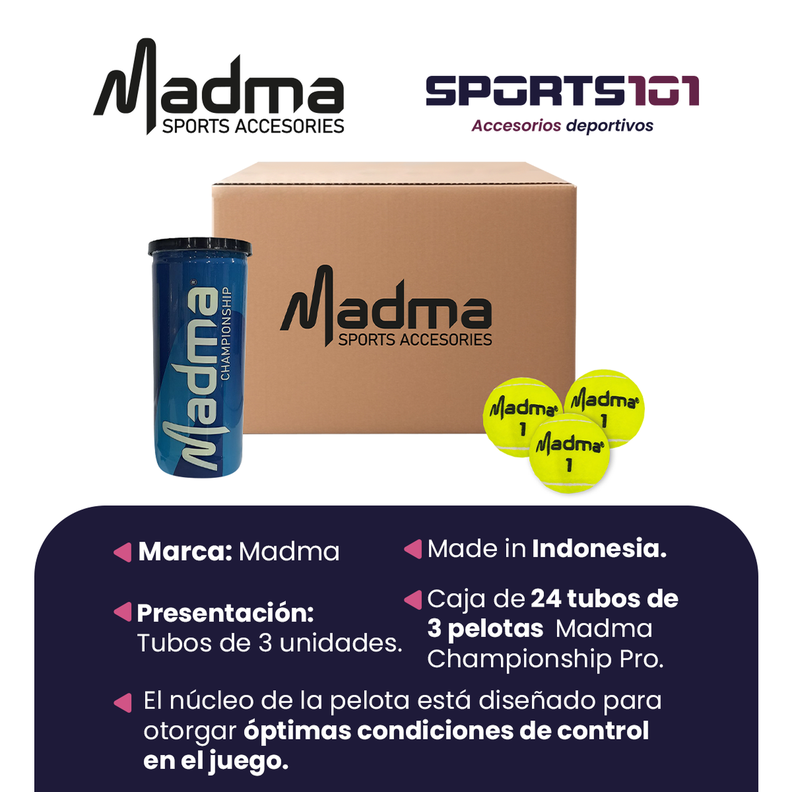 Pelotas de Tenis Madma Championship - 24 Tarros x 3 pelotas-1