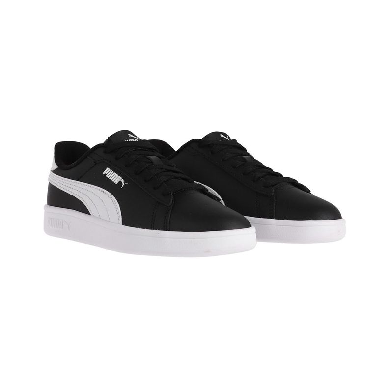 Zapatilla Puma Smash 3.0 Leather Joven Negras/Blancas-2