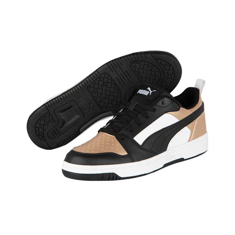 Zapatillas Urbanas Puma Rebound v6 Low Mujer Negras/Doradas-2