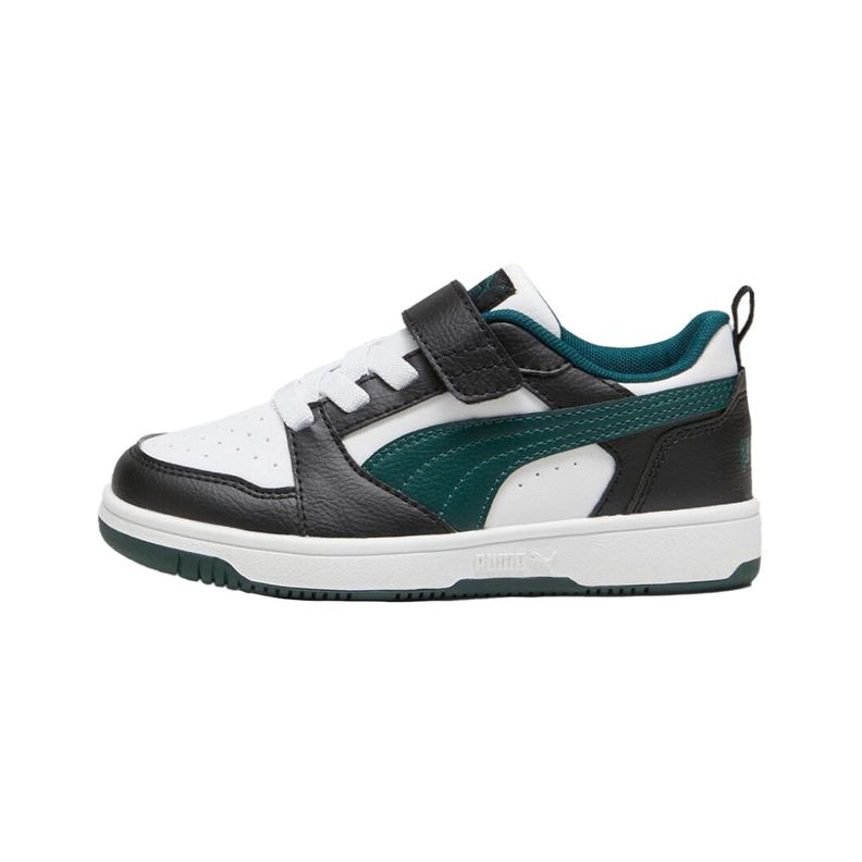 Zapatillas Urbanas Puma Rebound v6 Niños Blanca/Negra/Verdes-0