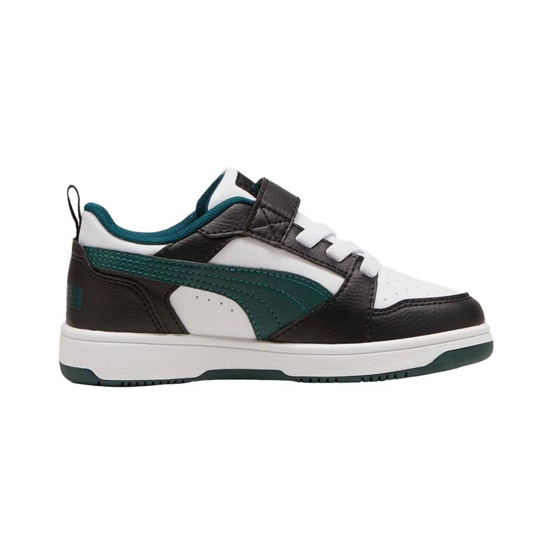 Zapatillas Urbanas Puma Rebound v6 Niños Blanca/Negra/Verdes-1