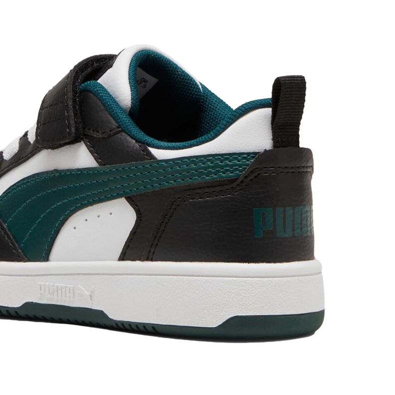 Zapatillas Urbanas Puma Rebound v6 Niños Blanca/Negra/Verdes-3