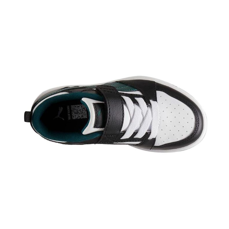 Zapatillas Urbanas Puma Rebound v6 Niños Blanca/Negra/Verdes-4