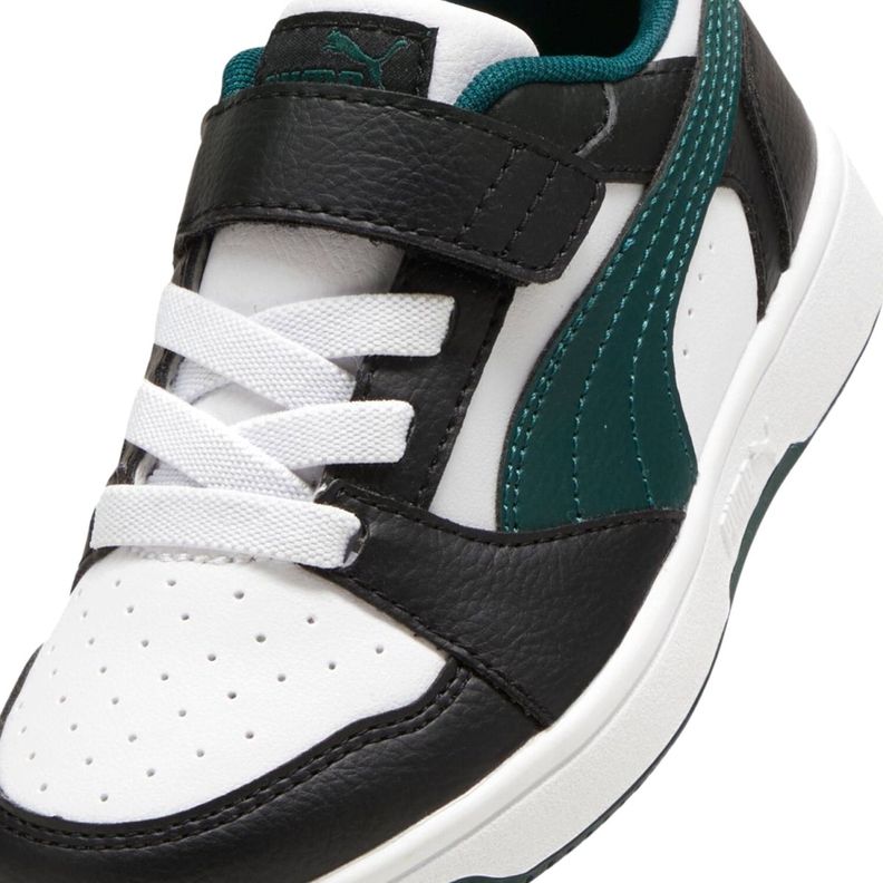 Zapatillas Urbanas Puma Rebound v6 Niños Blanca/Negra/Verdes-5