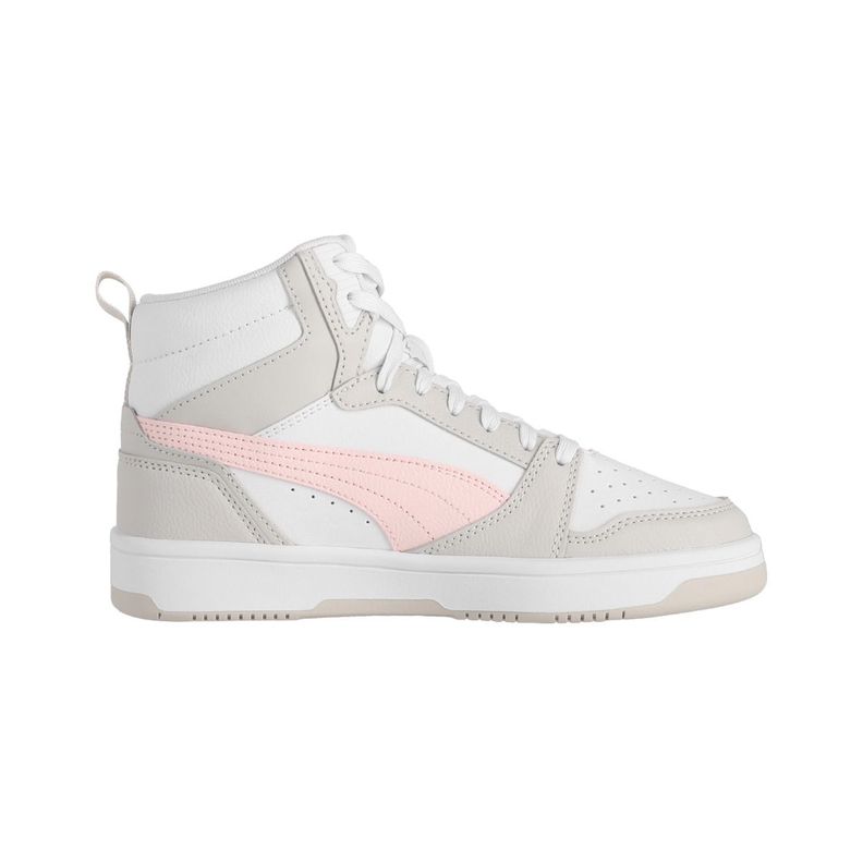 Zapatilla Puma Rebound V6 Mid Joven Blancas/Rosadas/Gris-1