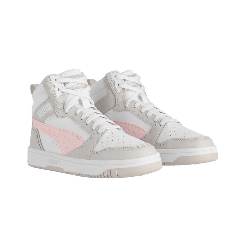 Zapatilla Puma Rebound V6 Mid Joven Blancas/Rosadas/Gris-2