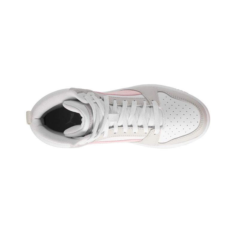 Zapatilla Puma Rebound V6 Mid Joven Blancas/Rosadas/Gris-4