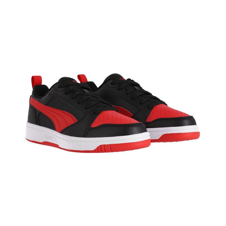 Zapatilla Puma Rebound V6 Mid Joven Negras/Blancas-2