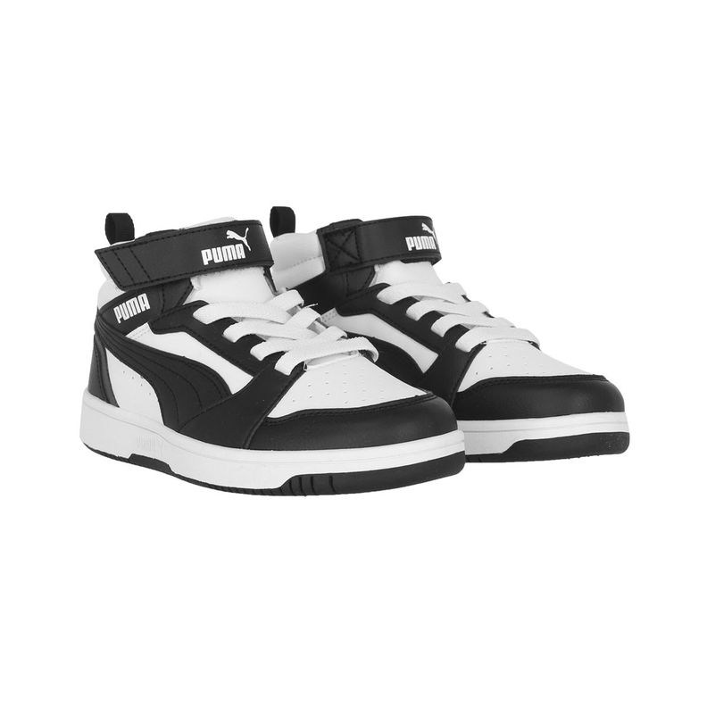 Zapatilla Puma Rebound V6 Mid Niño Black/White-2