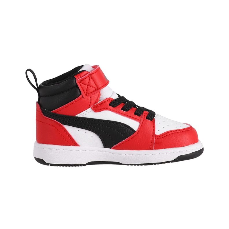 Zapatilla Puma Rebound V6 Mid Niños TD Blancas/Rojas/Negras-1