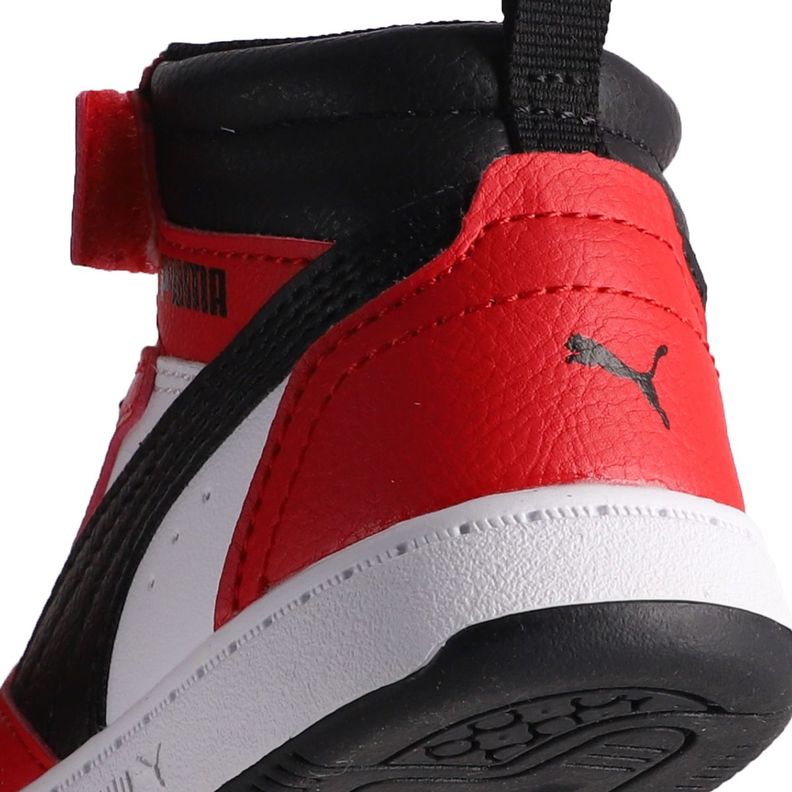 Zapatilla Puma Rebound V6 Mid Niños TD Blancas/Rojas/Negras-5