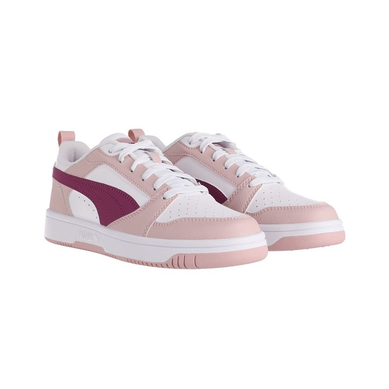 Zapatilla Puma Rebound v6 Low Joven Blancas/Moradas/Rosadas-2