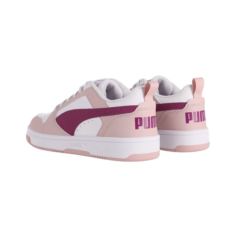 Zapatilla Puma Rebound v6 Low Joven Blancas/Moradas/Rosadas-3