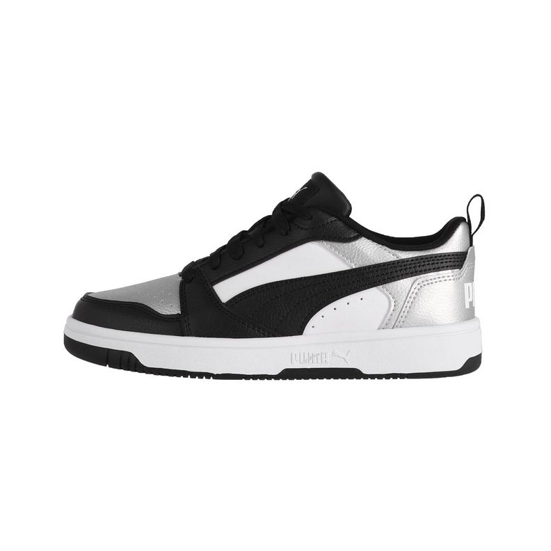 Zapatilla Puma Rebound v6 Low Mujer Negras/Plateadas/Blancas-0