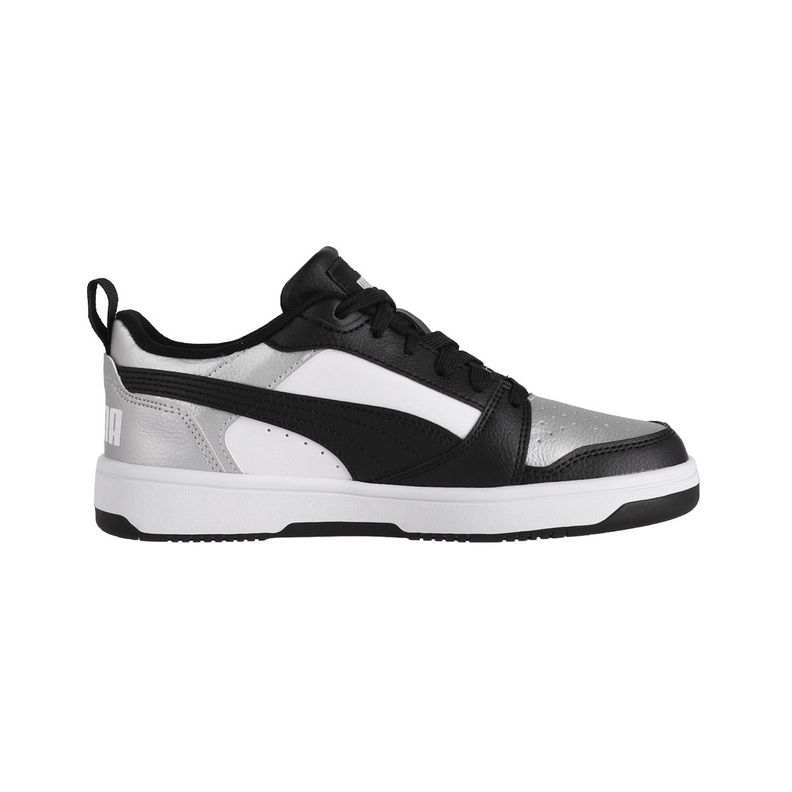 Zapatilla Puma Rebound v6 Low Mujer Negras/Plateadas/Blancas-1