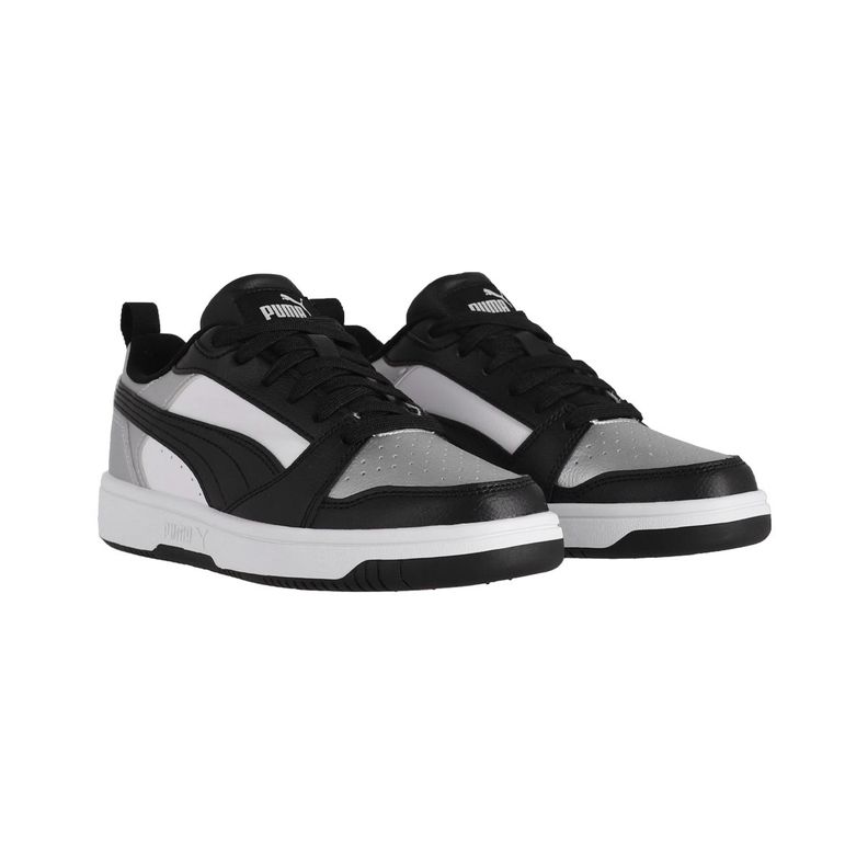 Zapatilla Puma Rebound v6 Low Mujer Negras/Plateadas/Blancas-2