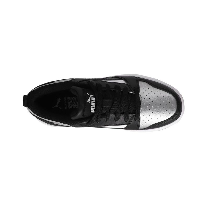 Zapatilla Puma Rebound v6 Low Mujer Negras/Plateadas/Blancas-4