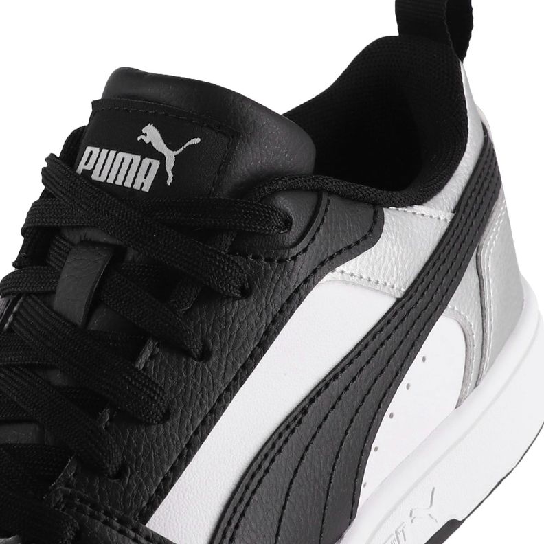 Zapatilla Puma Rebound v6 Low Mujer Negras/Plateadas/Blancas-5