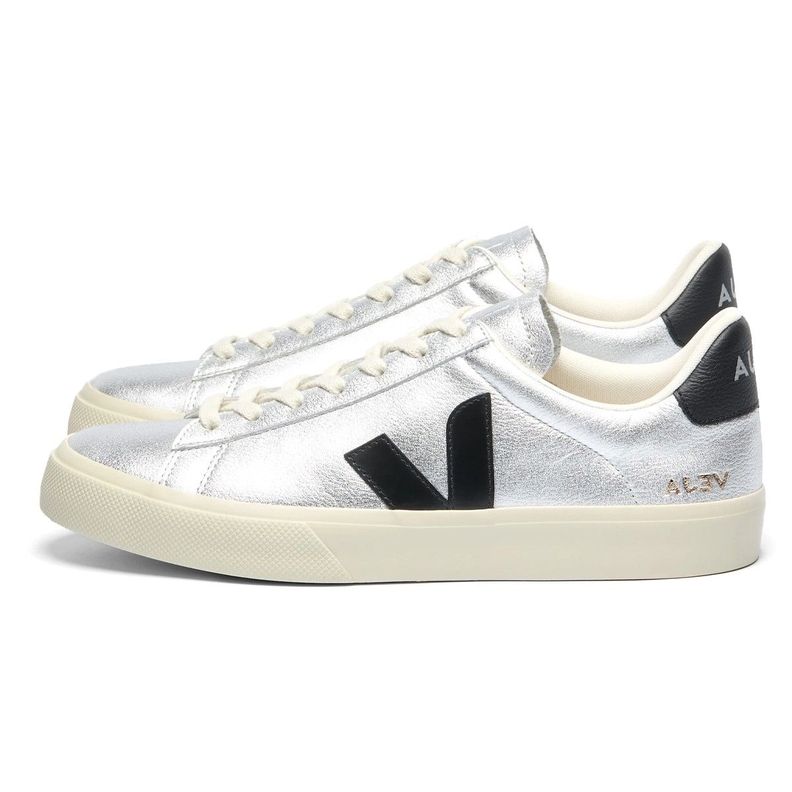 Zapatillas Mujer Veja Campo Leather Plateado/Negro