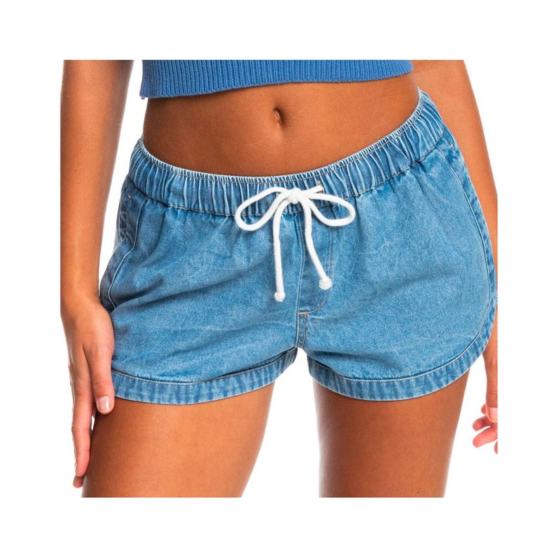 Shorts Vaqueros Mujer Shorts De Mezclilla Roxy New Impossible Mujer Azul  Corte Relajado Short Vaquero Mujer