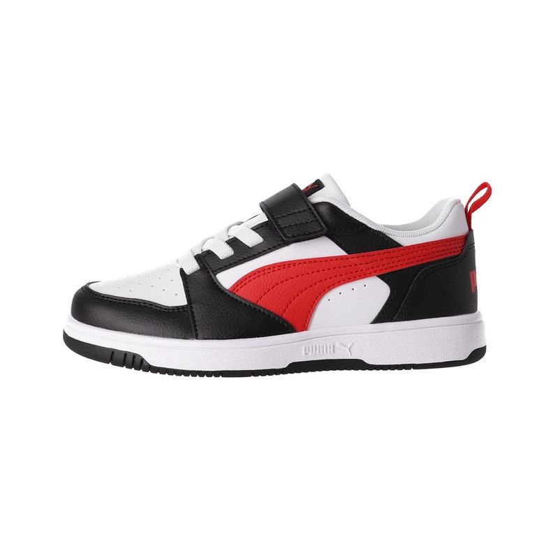Zapatilla Puma  Rebound v6 Niños Negras/Blancas/Rojas-0
