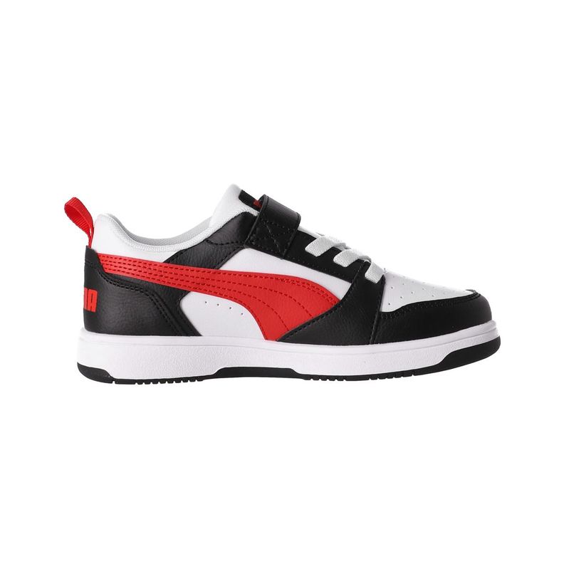 Zapatilla Puma  Rebound v6 Niños Negras/Blancas/Rojas-1