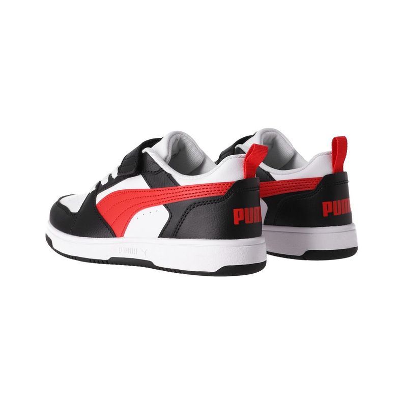 Zapatilla Puma  Rebound v6 Niños Negras/Blancas/Rojas-3