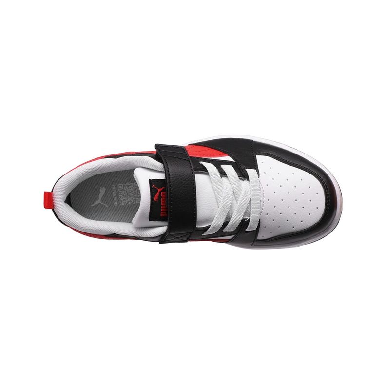 Zapatilla Puma  Rebound v6 Niños Negras/Blancas/Rojas-4