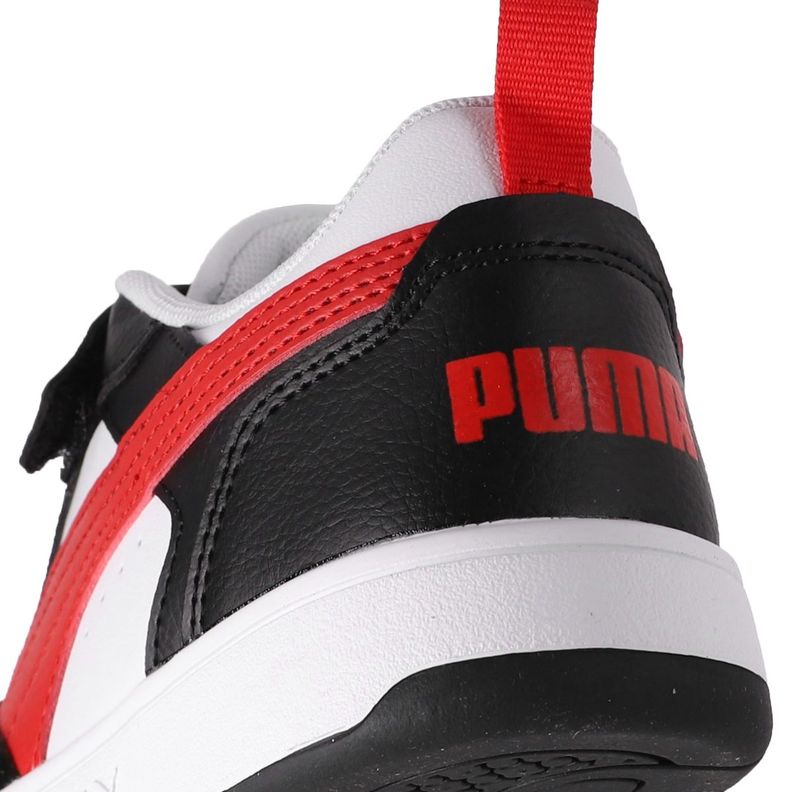 Zapatilla Puma  Rebound v6 Niños Negras/Blancas/Rojas-5