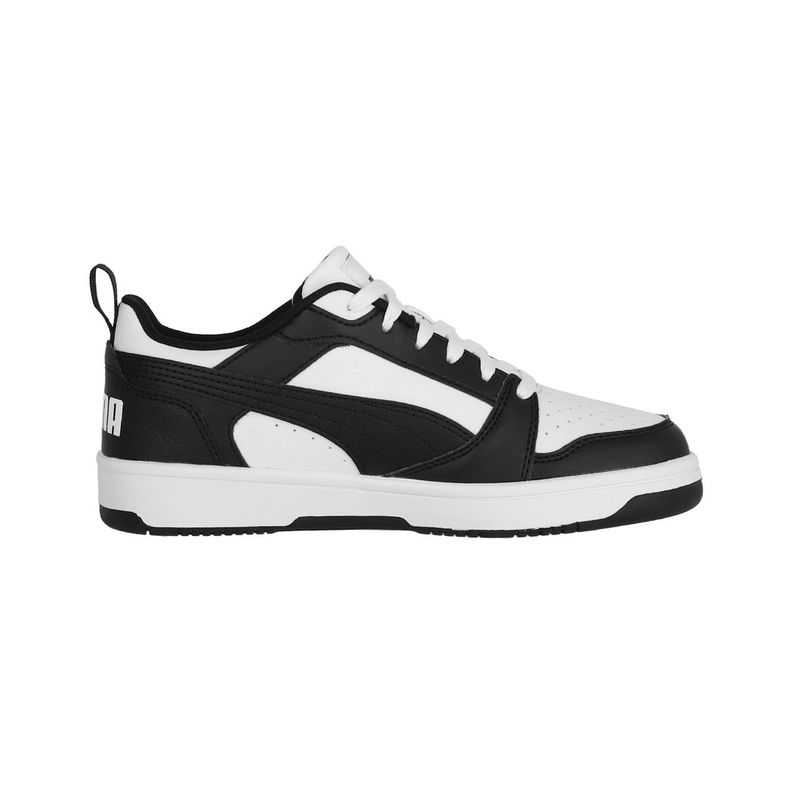 Zapatilla Puma Rebound V6 Mid Niño White/Black/Grey-1