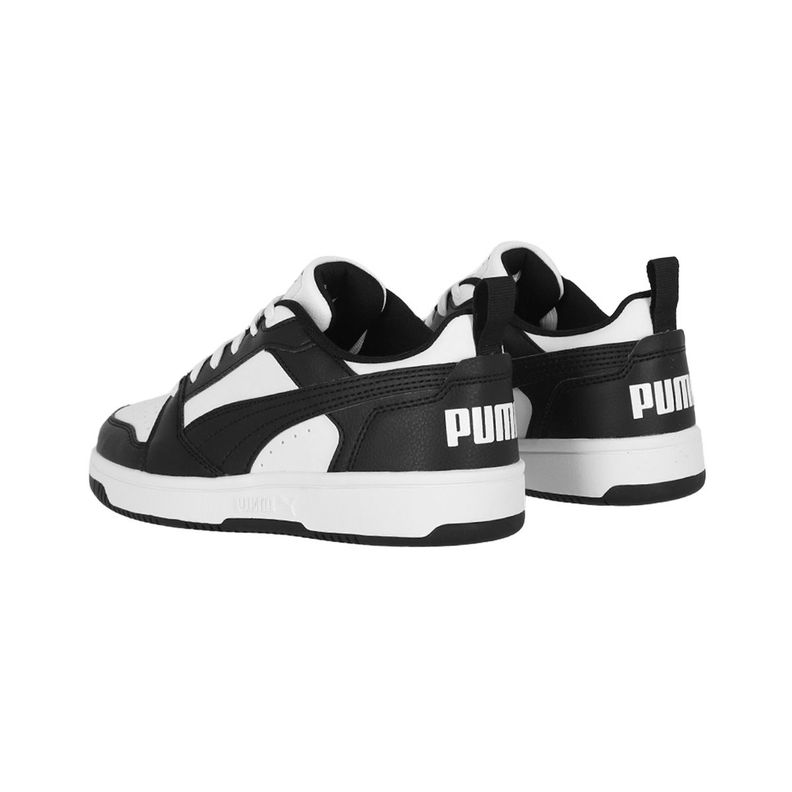 Zapatilla Puma Rebound V6 Mid Niño White/Black/Grey-3