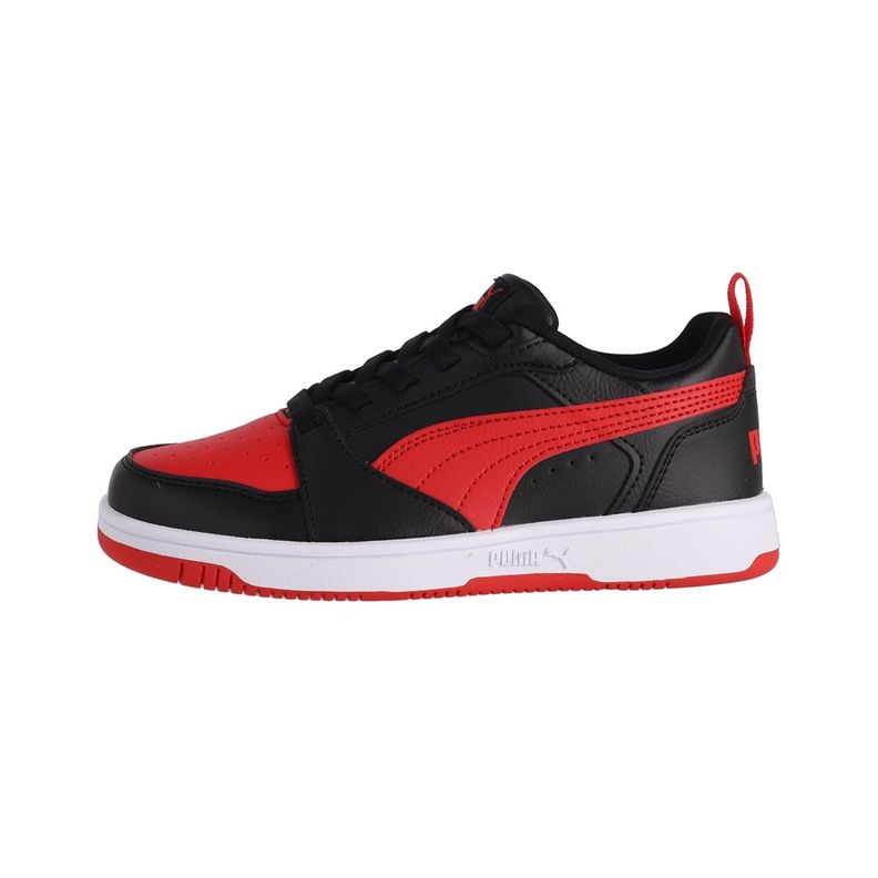 Zapatilla Puma Rebound V6 Low Niño Negras/Rojas/Blancas-0