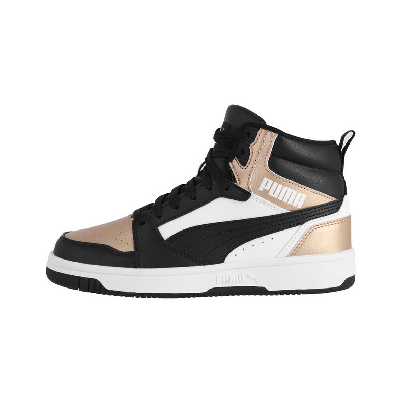 Zapatilla Puma Rebound v6 Hombre Blancas/Negras/Doradas-0