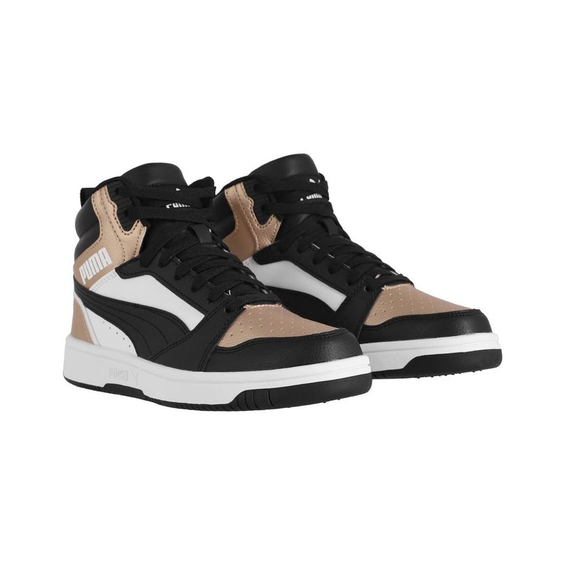 Zapatilla Puma Rebound v6 Hombre Blancas/Negras/Doradas-2