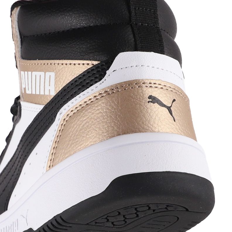Zapatilla Puma Rebound v6 Hombre Blancas/Negras/Doradas-5