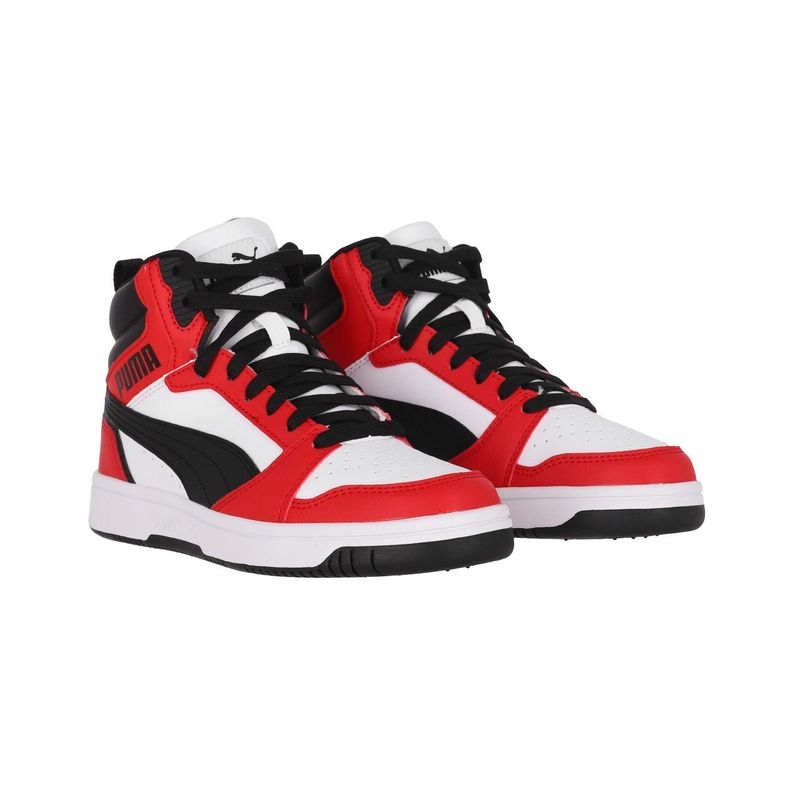 Zapatilla Puma Rebound V6 Mid Joven White/Red/Black-2