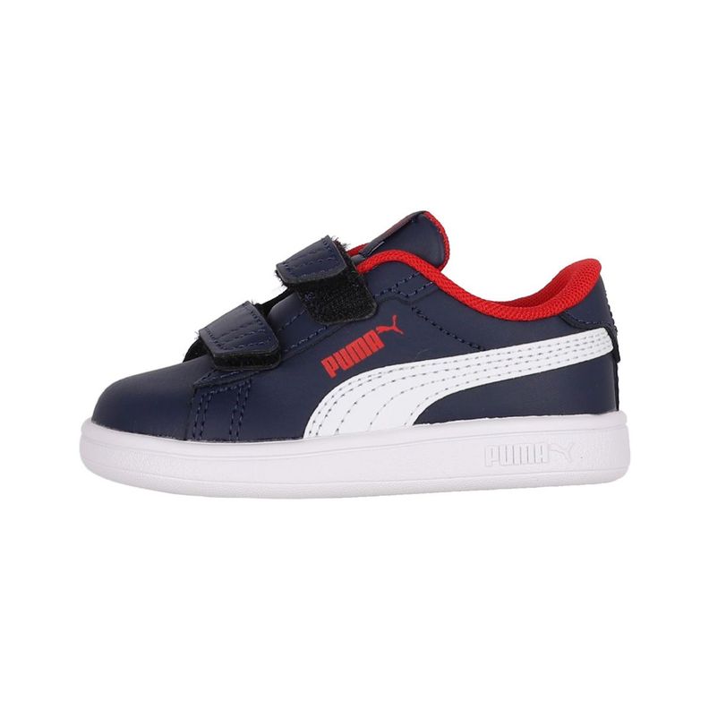 Zapatilla Puma Smash 3.0 Leather Niños TD Azul/Blanco-0