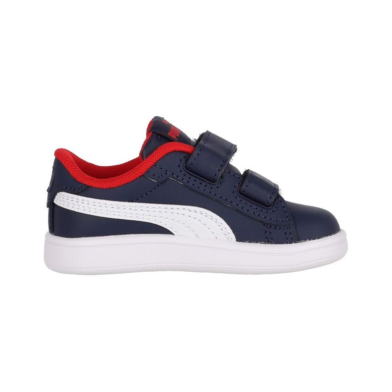 Zapatilla Puma Smash 3.0 Leather Niños TD Azul/Blanco-1