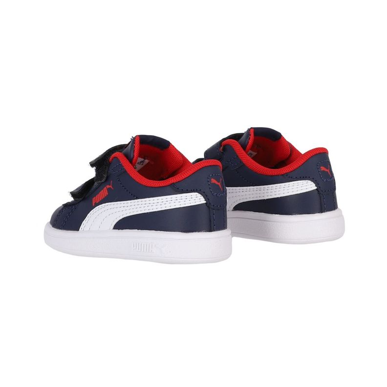 Zapatilla Puma Smash 3.0 Leather Niños TD Azul/Blanco-3