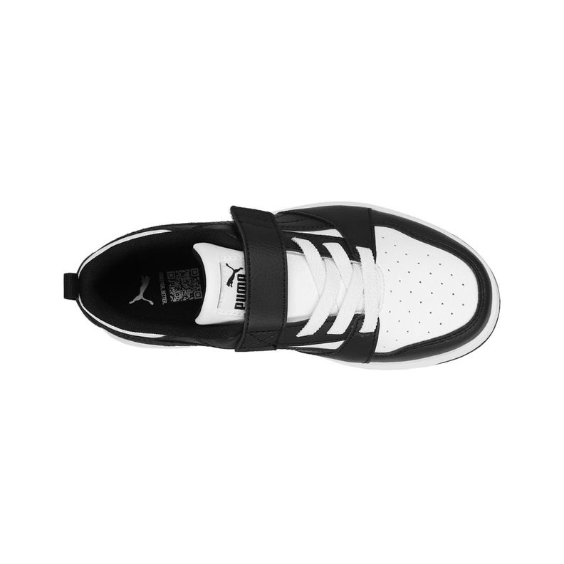 Zapatilla Puma  Rebound v6 Niños Negras/Blanca-4