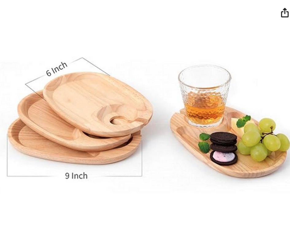 Plato Picoteo Tabla Madera Asado Aperitivos Soporte Copas-3