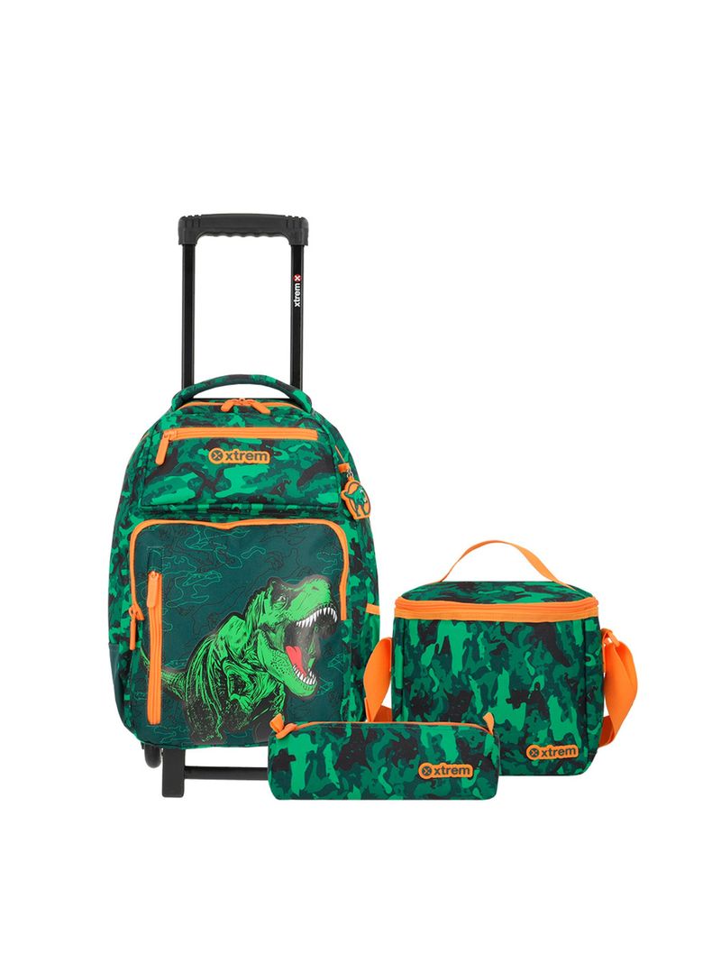 Pack Mochila con ruedas Xtrem Run 5XT Dino Verde-0