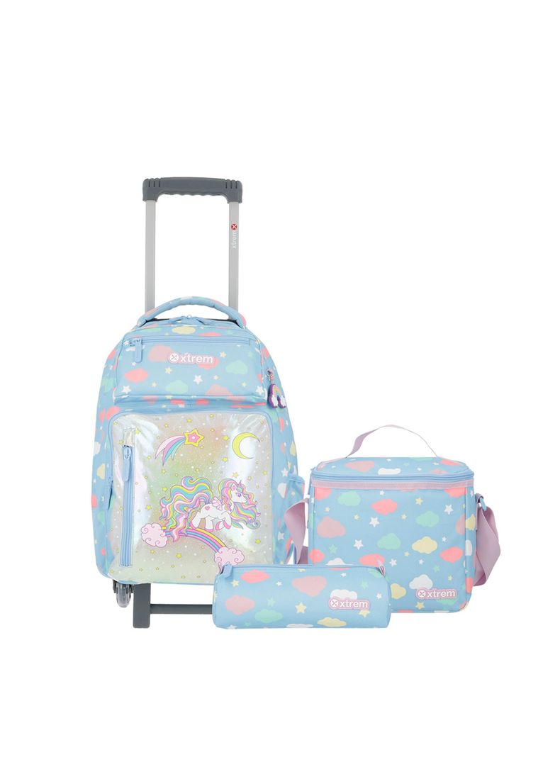 Pack Mochila con ruedas Xtrem Run 5XT Unicornio Azul-0