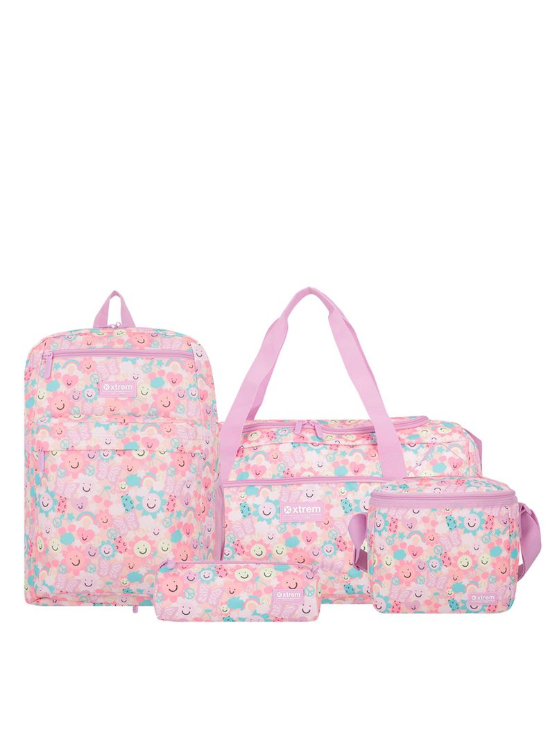 Megapack 2.0 5XT Mochila Niña Xtrem Flores Rosado-0