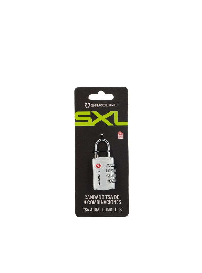 Candado para Maleta con 4 diales TSA Saxoline Plateado Plateado Metalico XS