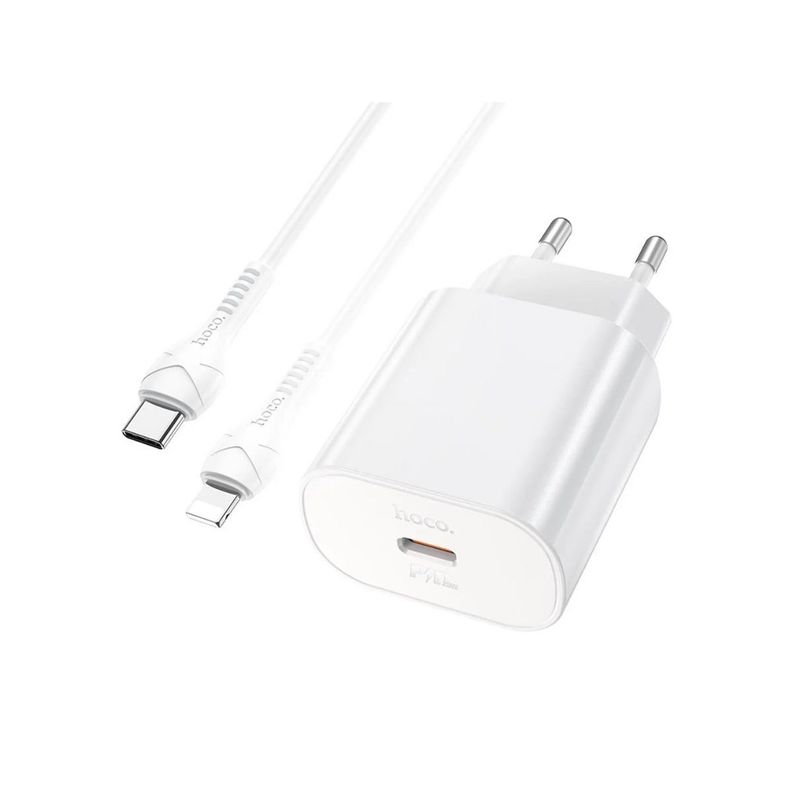 Cargador Hoco N22 PD25W USB C a USB C carga rapida - Blanco Negro