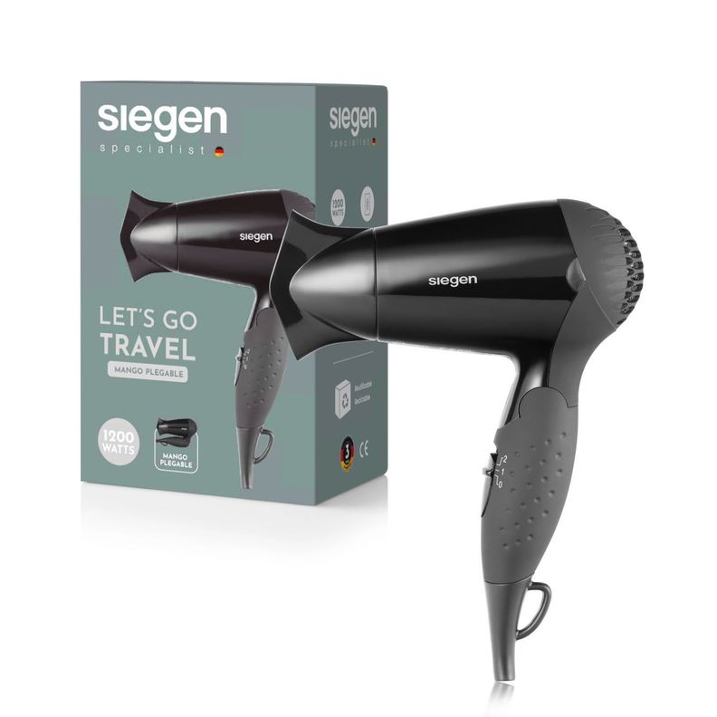 Secador de Pelo Siegen Lets go Travel Negro SG3005 1200Watts-1
