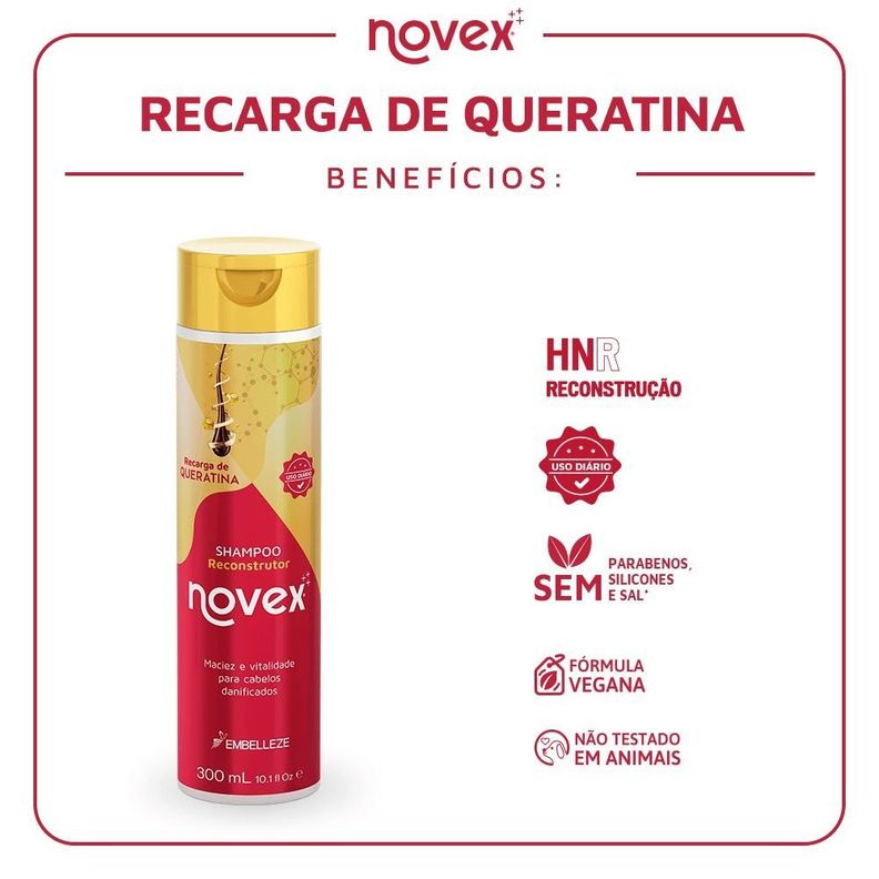 SHAMPOO RECARGA DE QUERATINA NOVEX 300ML-2
