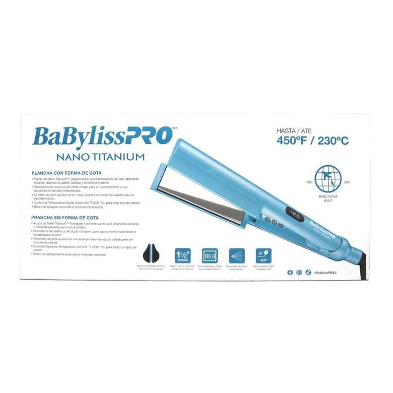 PLANCHA BABYLISS NANO TITANIUM FORMA DE GOTA ROOTREACHER 1½-4