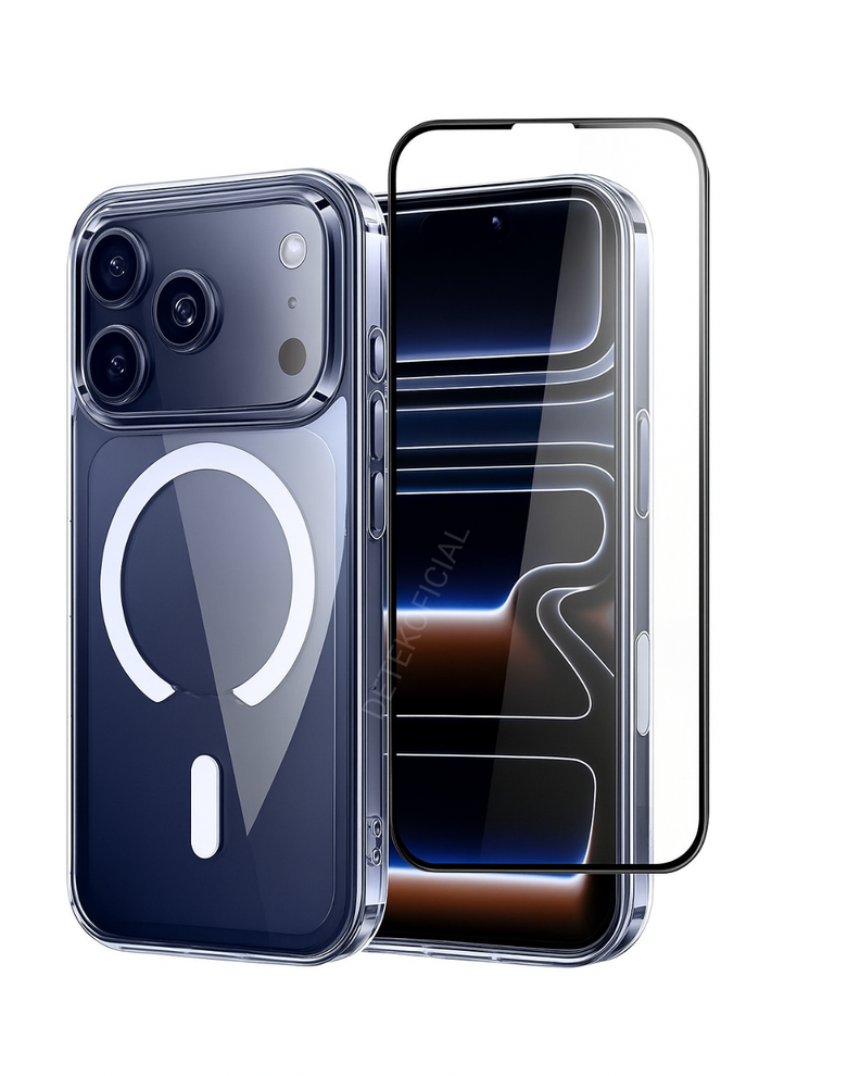 Carcasa Magsafe Premium + Lamina de vidrio Completa para iPhone 17 Pro Max